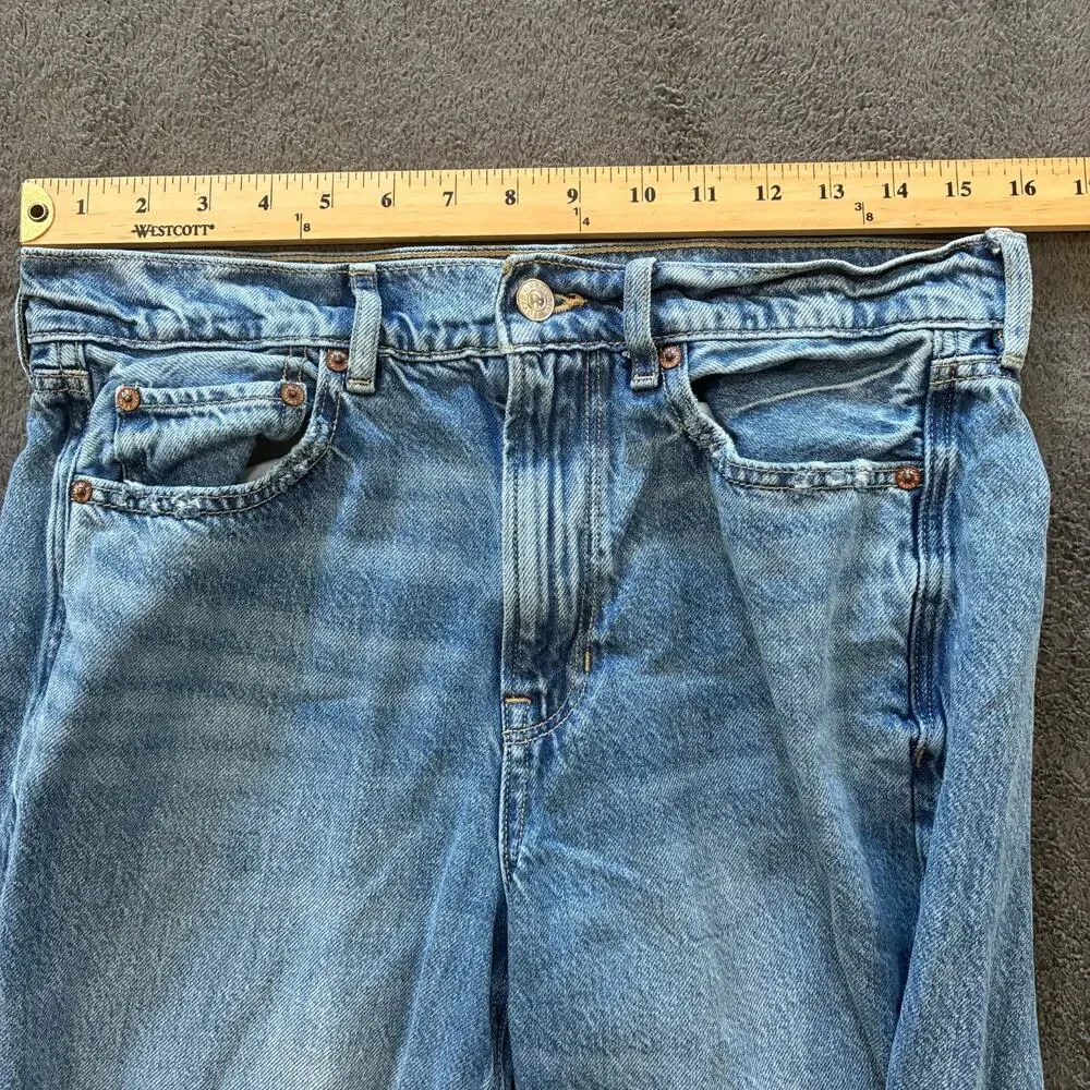 American Eagle Light Wash Blue Super High Rise Baggy Wide Leg Jeans Women's Sz 6 - Picture 3 of 10
